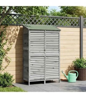 vidaXL Garden Shed with Roof Grey 106 x 56 x 176.5 cm Solid Fir Wood