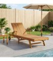 vidaXL Sun Lounger Folding 1-person Brown Solid Teak Wood — Model: without table