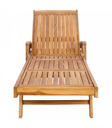 vidaXL Sun Lounger Folding 1-person Brown Solid Teak Wood — Model: without table