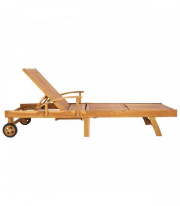 vidaXL Sun Lounger Folding 1-person Brown Solid Teak Wood — Model: without table