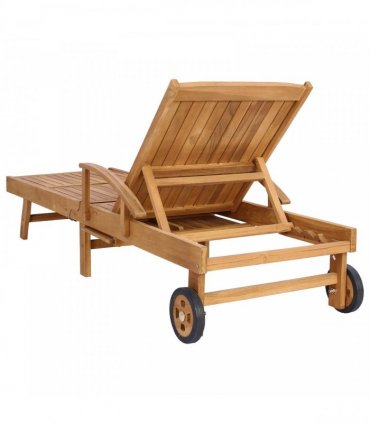 vidaXL Sun Lounger Folding 1-person Brown Solid Teak Wood — Model: without table
