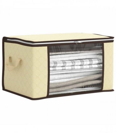 vidaXL Storage Box with Transparent Side Window 6 pcs Cream — Size: 55 x 35 x 32 cm