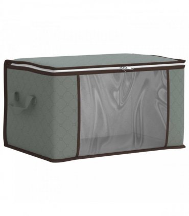 vidaXL Storage Box with Transparent Side Window Grey 60 x 43 x 35 cm