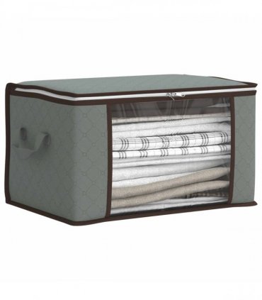 vidaXL Storage Box with Transparent Side Window Grey 60 x 43 x 35 cm