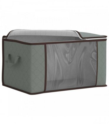 vidaXL Storage Box with Transparent Side Window Grey 60 x 43 x 35 cm