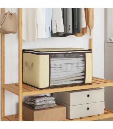 vidaXL Storage Box with Transparent Side Window 6 pcs Cream — Size: 60 x 43 x 35 cm