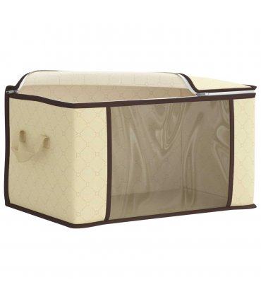 vidaXL Storage Box with Transparent Side Window 6 pcs Cream — Size: 60 x 43 x 35 cm