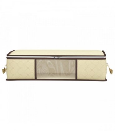 vidaXL Storage Box with Transparent Side Window 2 pcs Cream — Size: 70 x 40 x 18 cm