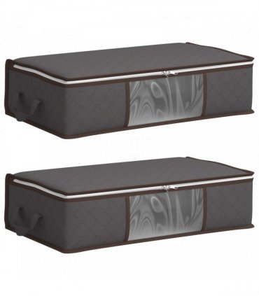 vidaXL Storage Box with Transparent Side Window 2 pcs Anthracite — Size: 70 x 40 x 18 cm
