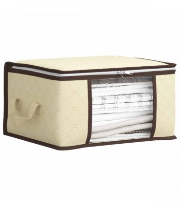 vidaXL Storage Box with Transparent Side Window 2 pcs Cream — Size: 50 x 30 x 25 cm