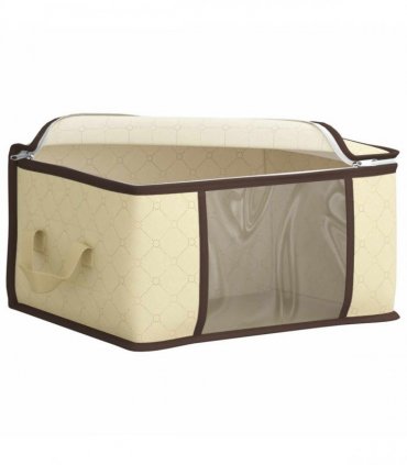 vidaXL Storage Box with Transparent Side Window 2 pcs Cream — Size: 50 x 30 x 25 cm