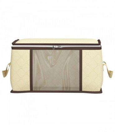 vidaXL Storage Box with Transparent Side Window 2 pcs Cream — Size: 50 x 30 x 25 cm