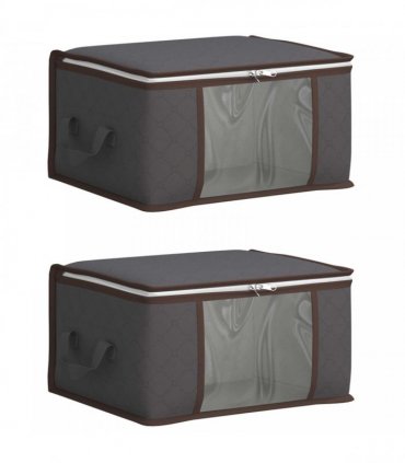 vidaXL Storage Box with Transparent Side Window 2 pcs Anthracite — Size: 50 x 30 x 25 cm