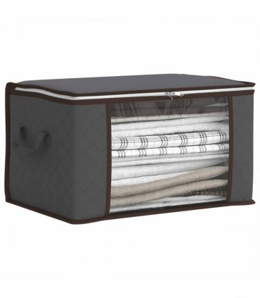 vidaXL Storage Box with Transparent Side Window 2 pcs Anthracite — Size: 60 x 43 x 35 cm