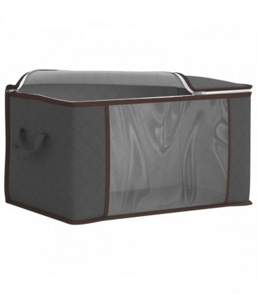 vidaXL Storage Box with Transparent Side Window 2 pcs Anthracite — Size: 60 x 43 x 35 cm