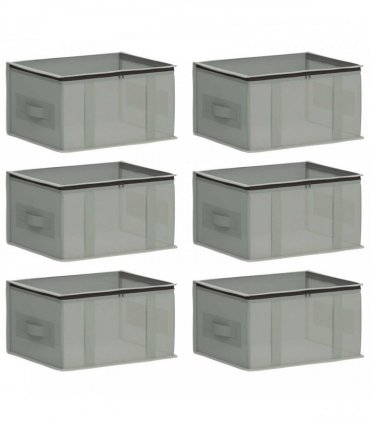 vidaXL Storage Box with Transparent Top Window 6 pcs Grey — Size: 43 x 34 x 23 cm