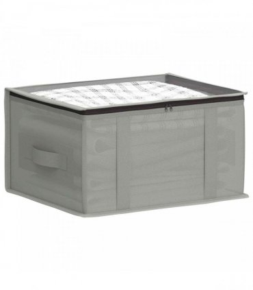 vidaXL Storage Box with Transparent Top Window 6 pcs Grey — Size: 43 x 34 x 23 cm