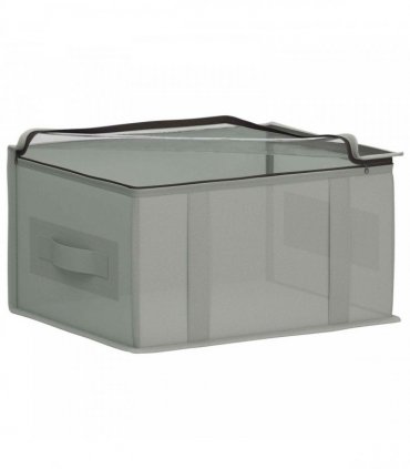 vidaXL Storage Box with Transparent Top Window 6 pcs Grey — Size: 43 x 34 x 23 cm