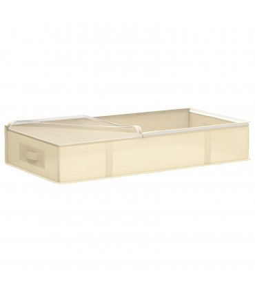 vidaXL Storage Box with Transparent Top Window 2 pcs Cream — Size: 100 x 50 x 18 cm