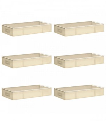 vidaXL Storage Box with Transparent Top Window 6 pcs Cream — Size: 90 x 48 x 15 cm