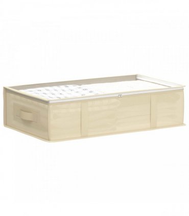 vidaXL Storage Box with Transparent Top Window 2 pcs Cream — Size: 70 x 40 x 18 cm