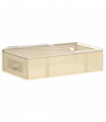 vidaXL Storage Box with Transparent Top Window 2 pcs Cream — Size: 70 x 40 x 18 cm