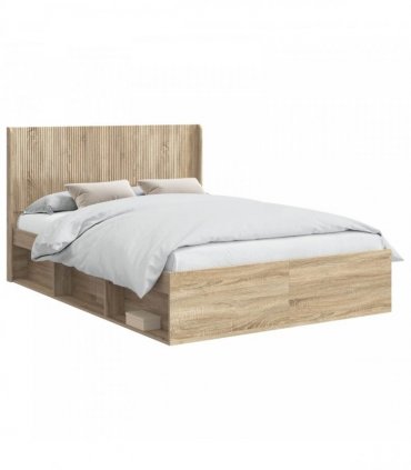 vidaXL Bed Frame with Storage and Headboard Sonoma Oak 120 x 190 cm