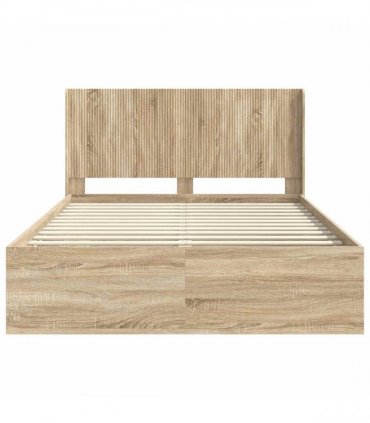 vidaXL Bed Frame with Storage and Headboard Sonoma Oak 120 x 190 cm