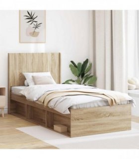 vidaXL Bed Frame with Storage and Headboard Sonoma Oak 100 x 200 cm — V0672168567