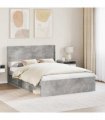 vidaXL Bed Frame with Storage and Headboard Concrete Grey 140 x 200 cm — V0672168601