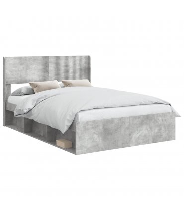 vidaXL Bed Frame with Storage and Headboard Concrete Grey 140 x 200 cm — V0672168601