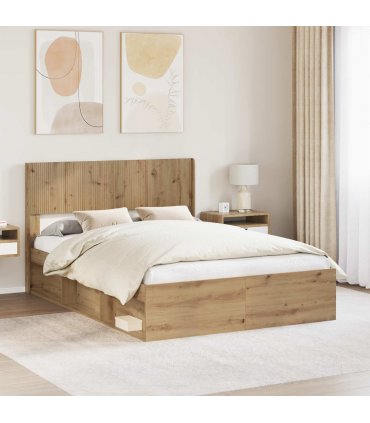 vidaXL Bed Frame with Storage and Headboard Artisan Oak 120 x 190 cm — V0672168603