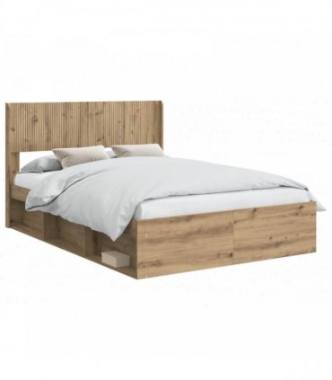 vidaXL Bed Frame with Storage and Headboard Artisan Oak 120 x 190 cm — V0672168603