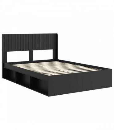 vidaXL Bed Frame with Storage and Headboard Black 120 x 200 cm — V0672168604