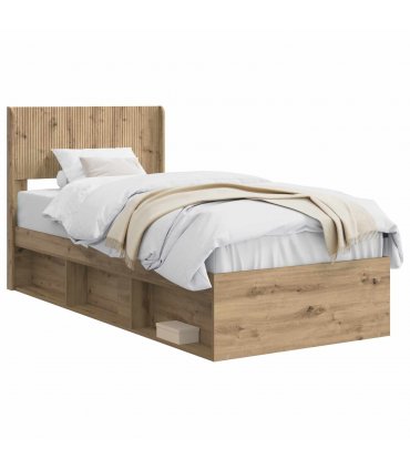vidaXL Bed Frame with Storage and Headboard Artisan Oak 100 x 200 cm