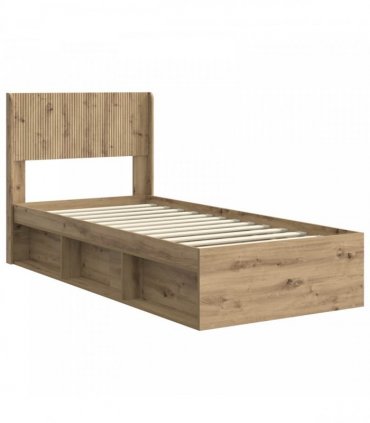 vidaXL Bed Frame with Storage and Headboard Artisan Oak 100 x 200 cm