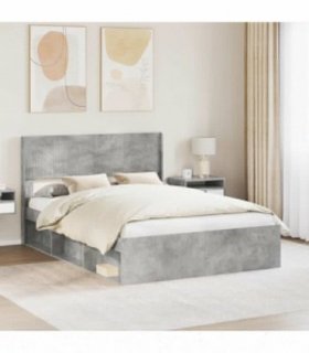 vidaXL Bed Frame with Storage and Headboard Concrete Grey 160 x 200 cm