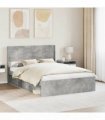 vidaXL Bed Frame with Storage and Headboard Concrete Grey 160 x 200 cm