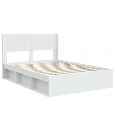 vidaXL Bed Frame with Storage and Headboard White 160 x 200 cm