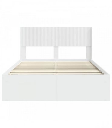 vidaXL Bed Frame with Storage and Headboard White 160 x 200 cm