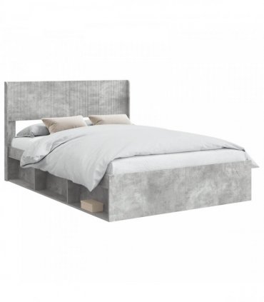 vidaXL Bed Frame with Storage and Headboard Concrete Grey 140 x 190 cm — V0672168610