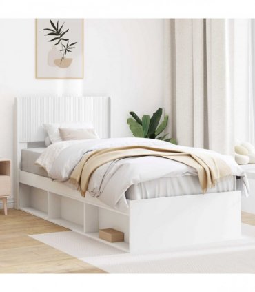 vidaXL Bed Frame with Storage and Headboard White 90 x 200 cm — V0672168611