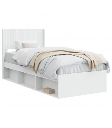 vidaXL Bed Frame with Storage and Headboard White 90 x 200 cm — V0672168611