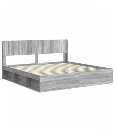 vidaXL Bed Frame with Storage and Headboard Grey Sonoma 180 x 200 cm — V0672168612
