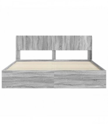 vidaXL Bed Frame with Storage and Headboard Grey Sonoma 180 x 200 cm — V0672168612
