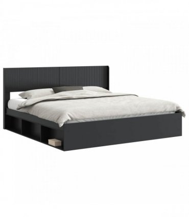 vidaXL Bed Frame with Storage and Headboard Black 180 x 200 cm