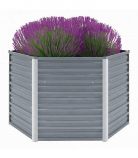 vidaXL Garden Raised Bed Galvanised Steel 129x129x77 cm Grey