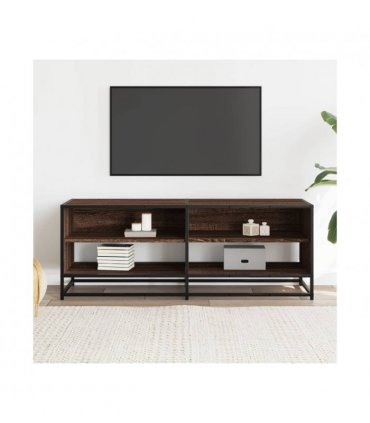 vidaXL TV Cabinet Brown Oak 120.5x40x46 cm Engineered Wood and Metal