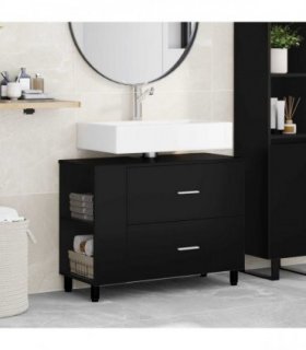 vidaXL Bathroom Vanity Unit Black 80 x 35 x 60 cm Engineered Wood
