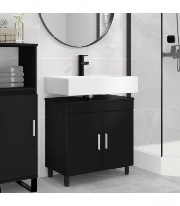 vidaXL Bathroom Vanity Unit Black 60 x 35 x 60 cm Engineered Wood — V0672169438
